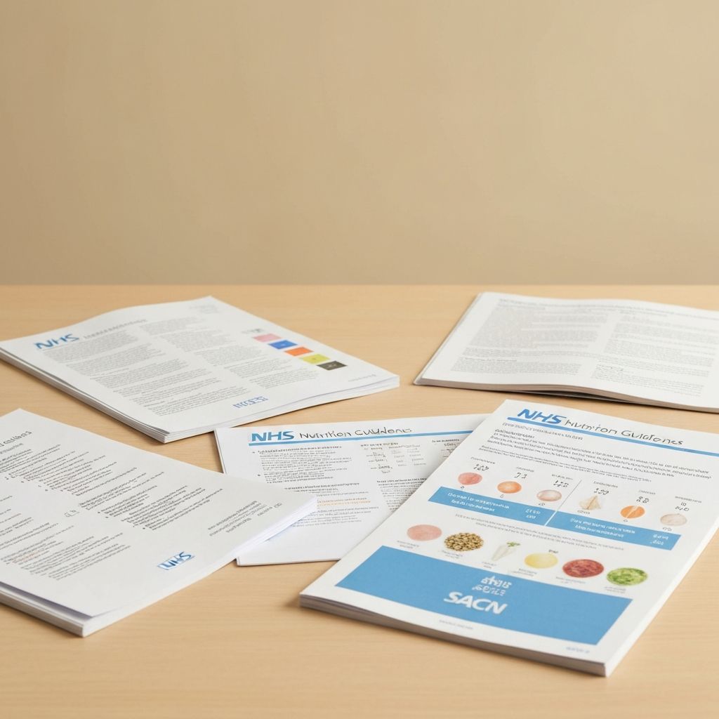 UK government health documents and nutritional guidelines on sugars laid out on desk